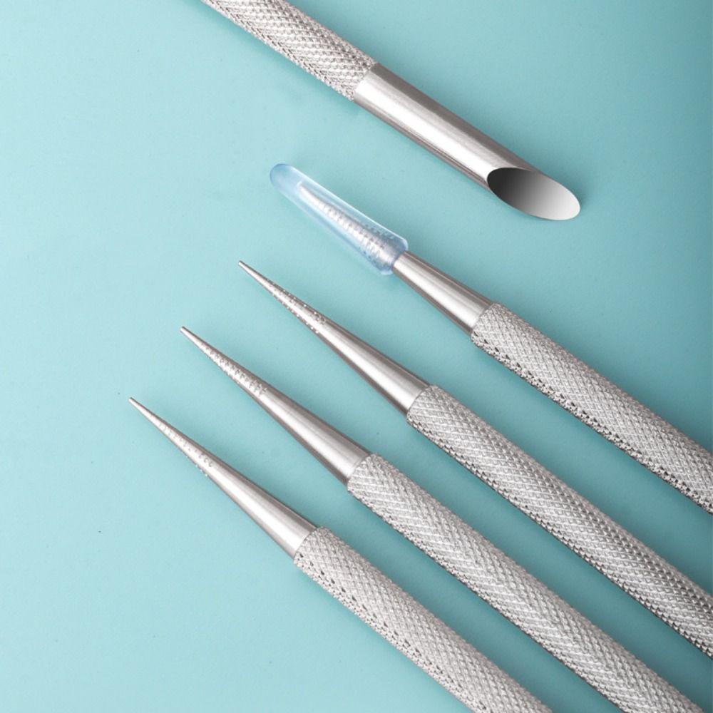 Stainless Steel Nail Dotting Pen Double Ended Manicure Stick New Cuticle Pusher  Nail