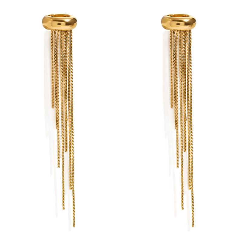 1/2Pcs Stainless Steel Non-piercing Clip Earrings Nickel-free Gold Color Long Tassel Drop Earrings For Women Statement Ear Cuffs