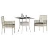 Garden Dining Set 3 Pcs Light Grey Poly Rattan
