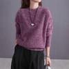2025 Autumn/Winter Women's Thickened Wool Cashmere Round Neck Knit Sweater with Brushed Fleece