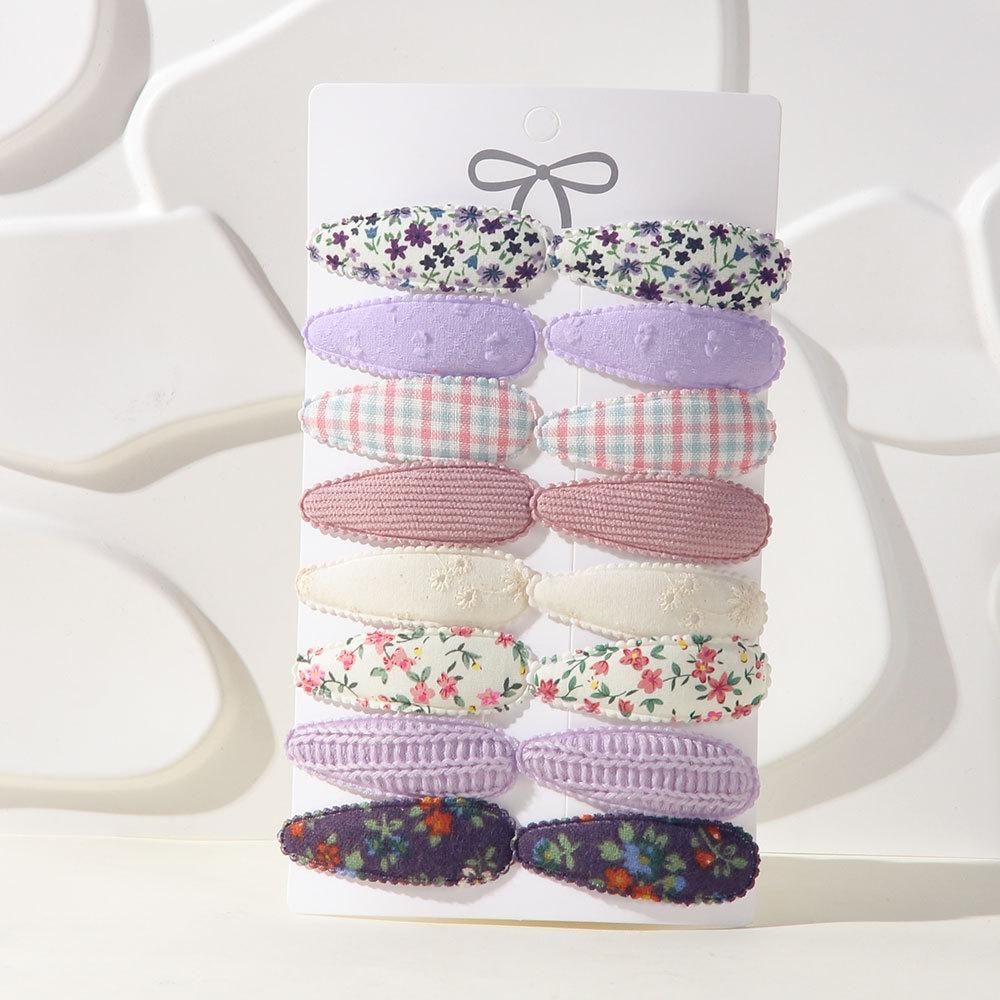 16Pcs GiftCotton Textured Girl Hair Clip BB Clip Cute Colorful Floral Candy Color Matching Kid Barrettes Baby Hair Accessory