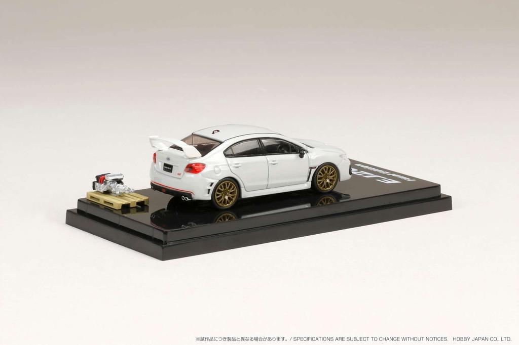 HJ64 Subaru WRX STI EJ20 FINAL EDITION Full Display Model Included Crystal White Pearl Finished Product HJ642021FW 1/64 Package/Engine