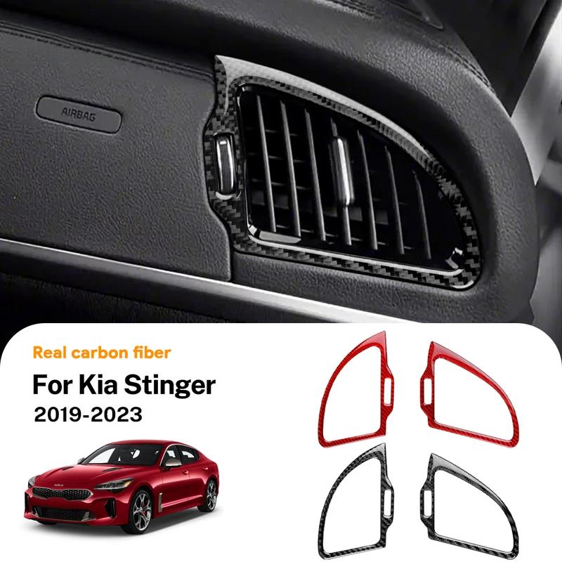 Real Soft Carbon Fiber Sticker For Kia Stinger CK 2019 2020 2021 2022 2023 LHD RHD Car Instrument AC Outlet Trim Accessories.