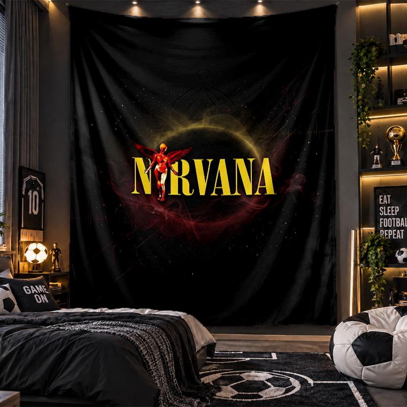 Wall Hanging Tapestry Nirvana Print Cloth for Living Room Bedroom Home Decor