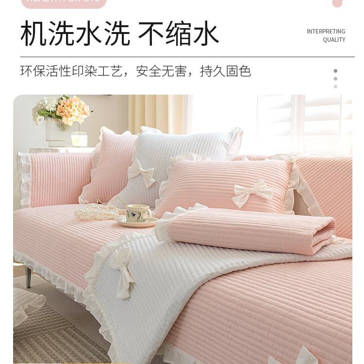 Internet Celebrity Pure Cotton Sofa Cushion Cotton Fabric Four Seasons Universal Non-Slip Seat Cushion  New Light Luxury Sofa Cover