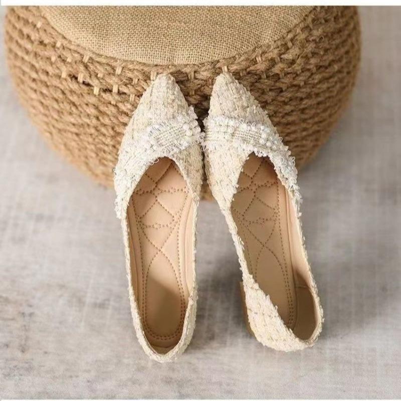 

Новые летние модные женские туфли с открытой пяткой, модные женские туфли на плоской подошве с бантом, с острым носком, элегантные женские туфли 42 бежевый