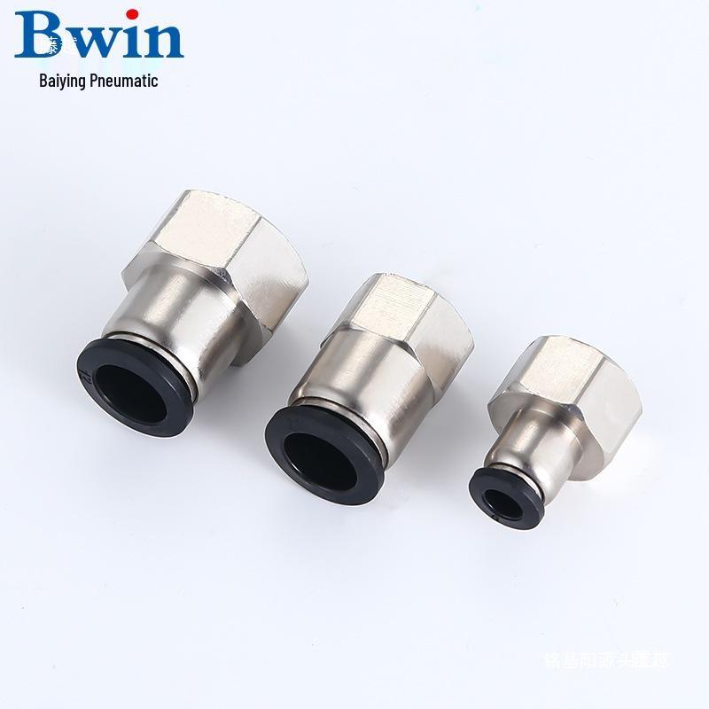 

Пневматичний Прямий З єднувач з Різьбою для Шланга PCF4-M5/6-01/8-02/10-03/12-4 Білий/Чорний Internal thread PCF4-M5