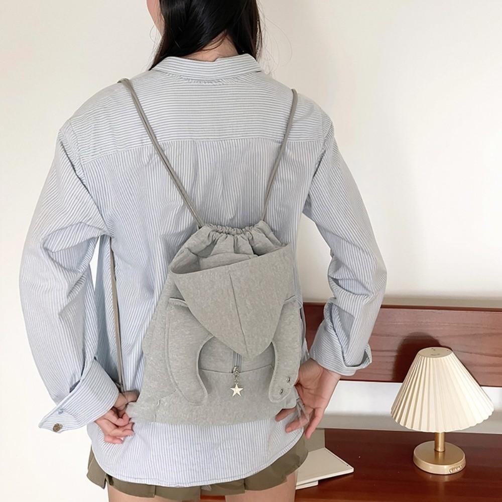 Large Capacity Hoodie Design Schoolbag Ox Horn Drawstring Bag Simple Hooded Backpack Gift