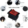 10pcs KCD1 2 pin Red Rocker Switch SPST 2 Position 250V 6A 125V 10A Boat Shaped Rocker Switch for auto Household appliances DIY