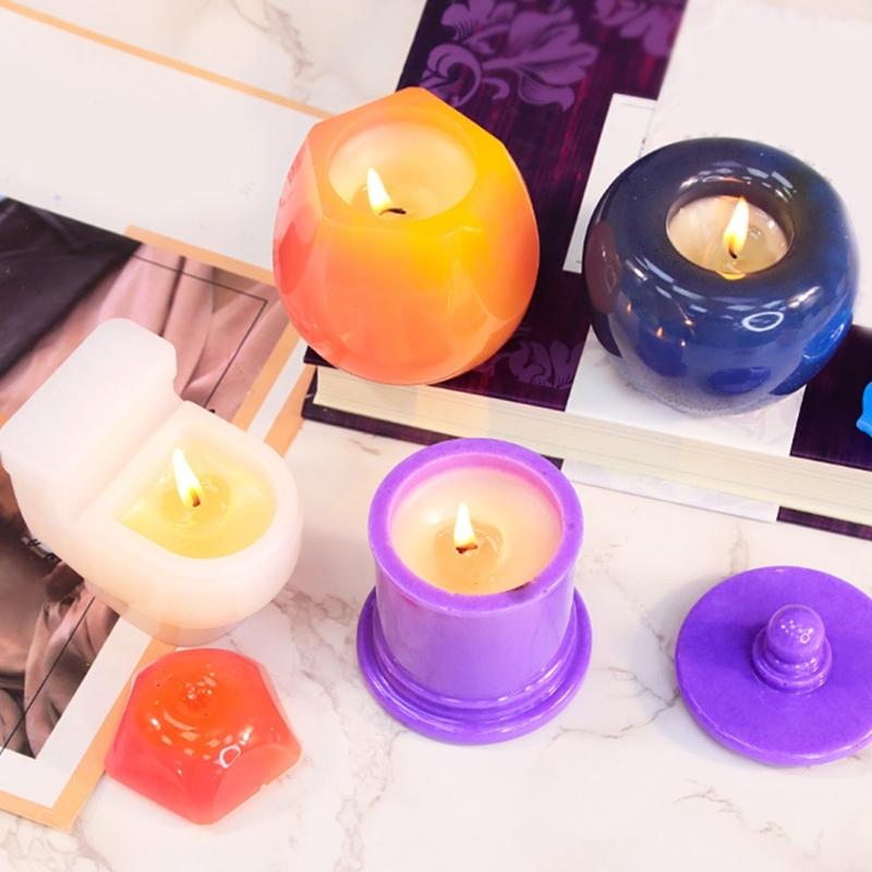 Flexible Silicone Mould for Storage Box Decorative Candle Jar with Lid Crafting Moulds Elegant Jewelry Organiser Mold