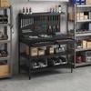 Workbench with Adjustable Shelves, Pegboard and 2 Drawers, 122x61x156 cm, Black