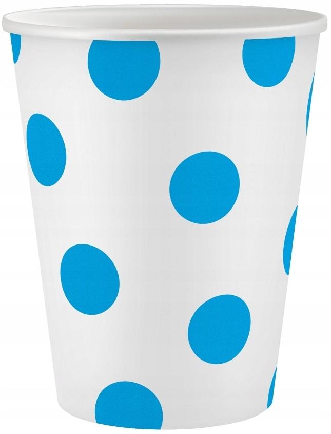 White Paper Cups with Blue Polka Dots 6 Pcs.