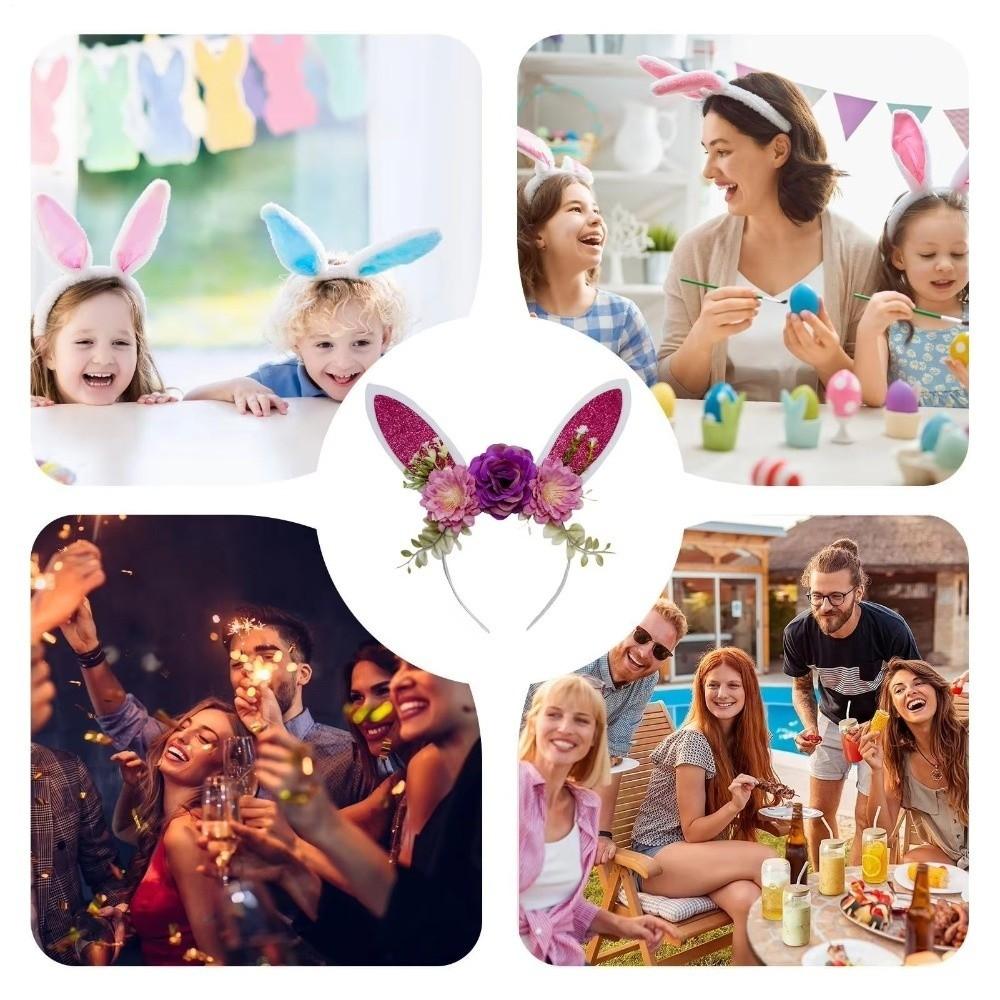 Colorful Rabbit Ears Headbands Non-slip Happy Easter Headdress Cosplay Headbands  Party Supplies