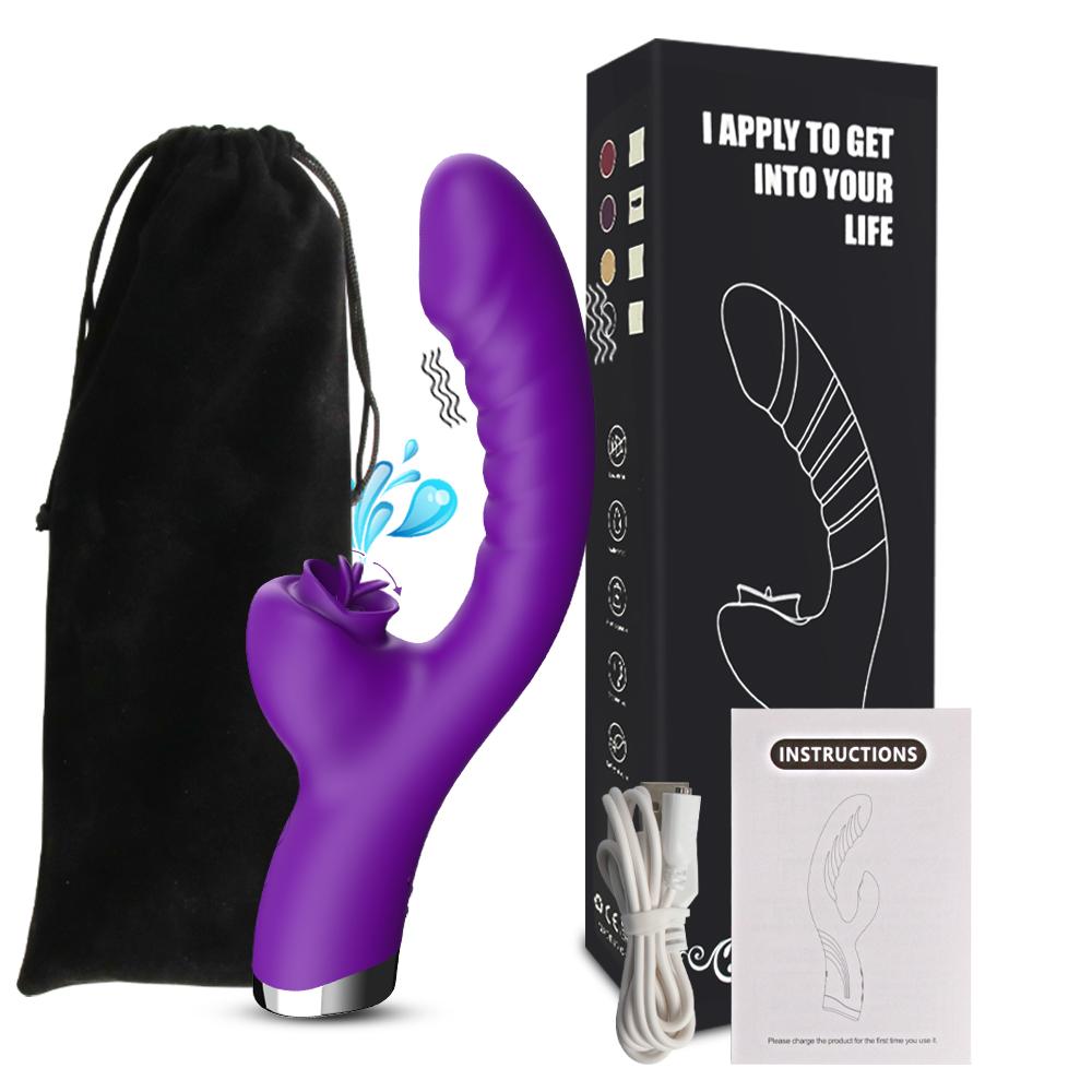 2 In 1 Vibrator for Woman, Vibrating Dildo, Clitoris Vibrator, G-spot Vibrator, Clitoris Suction Cup, Adult Sex Toys