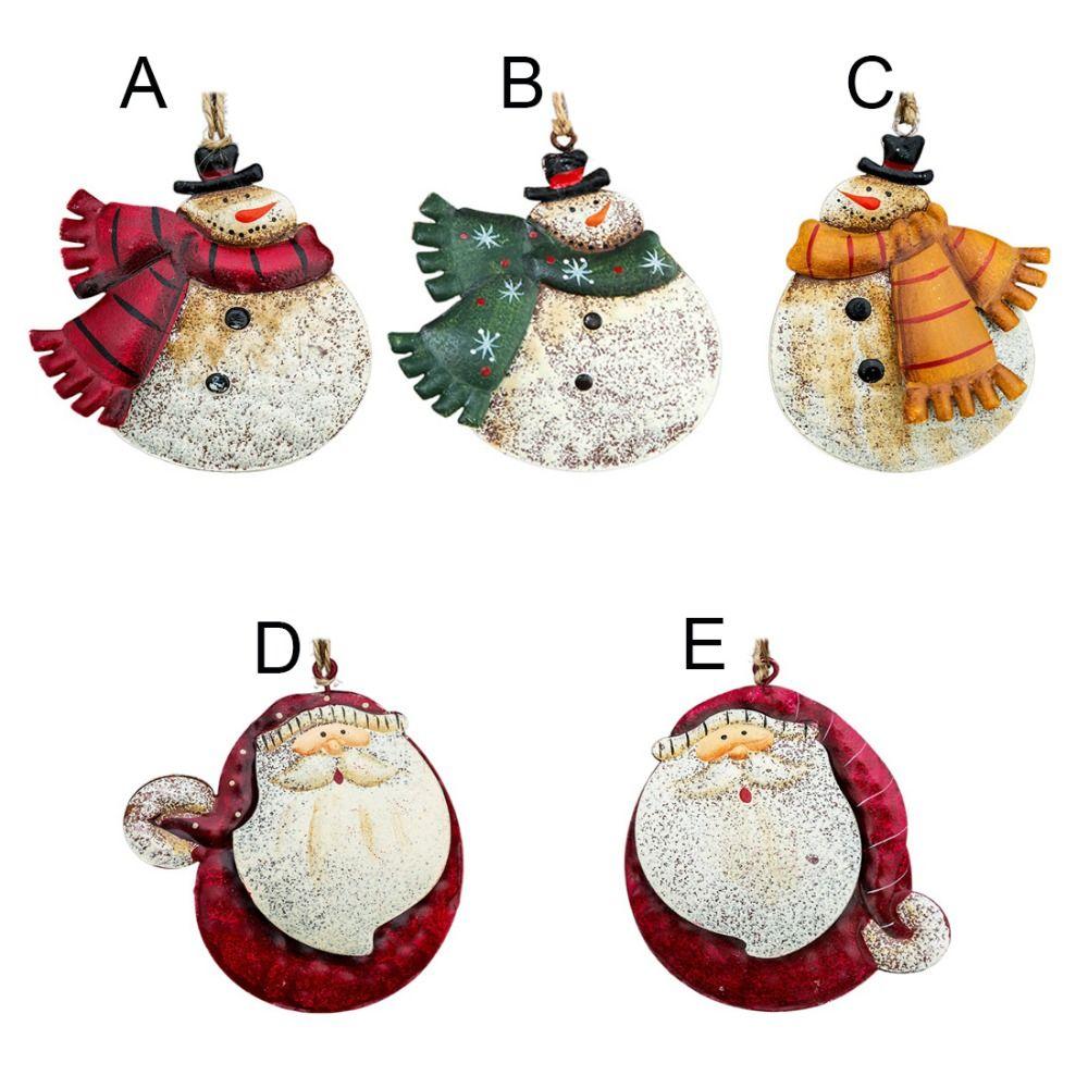 Vintage Christmas Snowman Pendant 2D Snowman Doll Pendant Santa Claus Hanging Ornaments  New Year