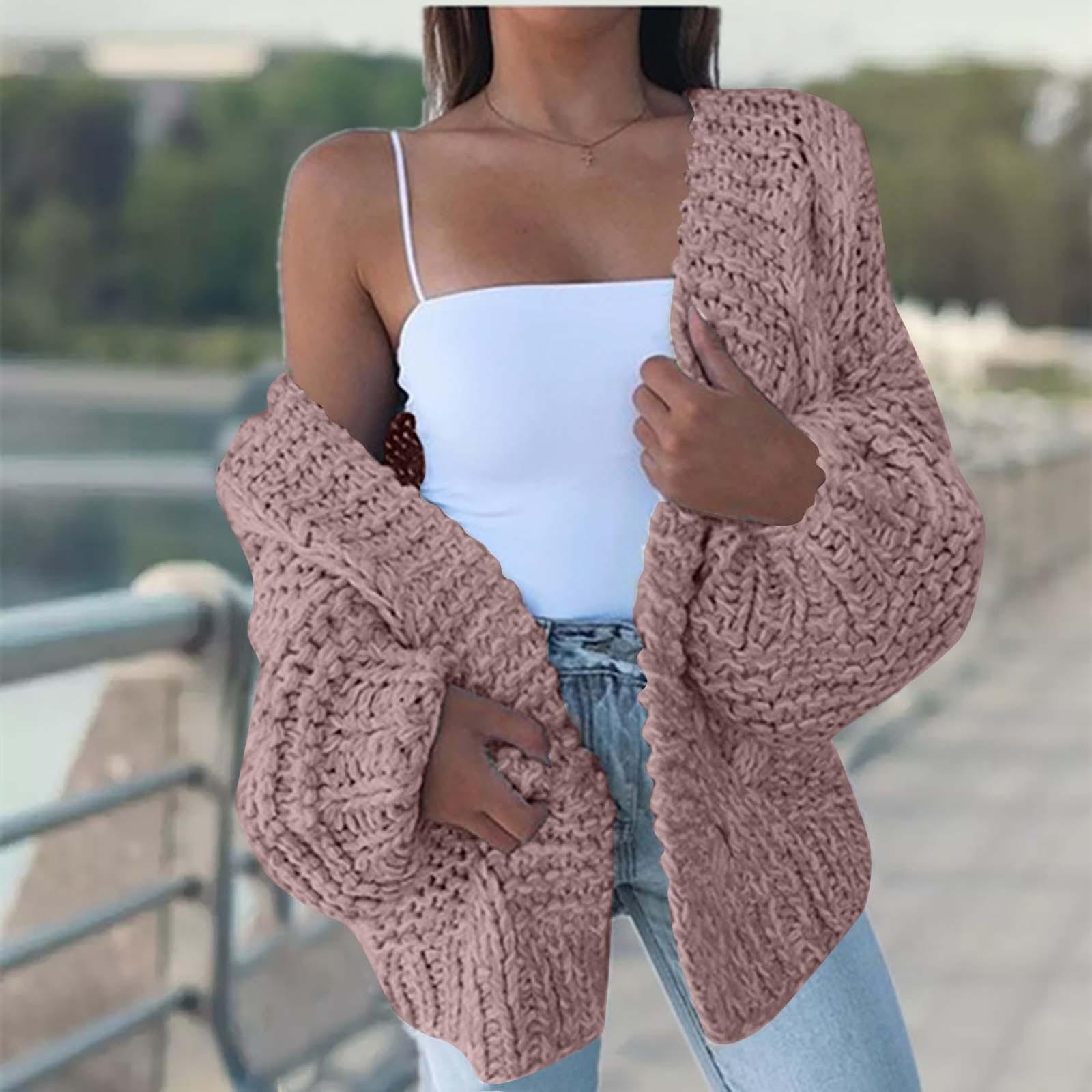 

Женские вязаные плюшевые свободные верхние топы большого размера с рукавами S розовый