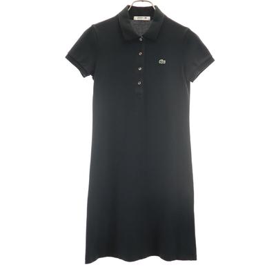 Made In Japan Short Sleeve Polo One Piece 34 Black Kanoko Fabric Women Used