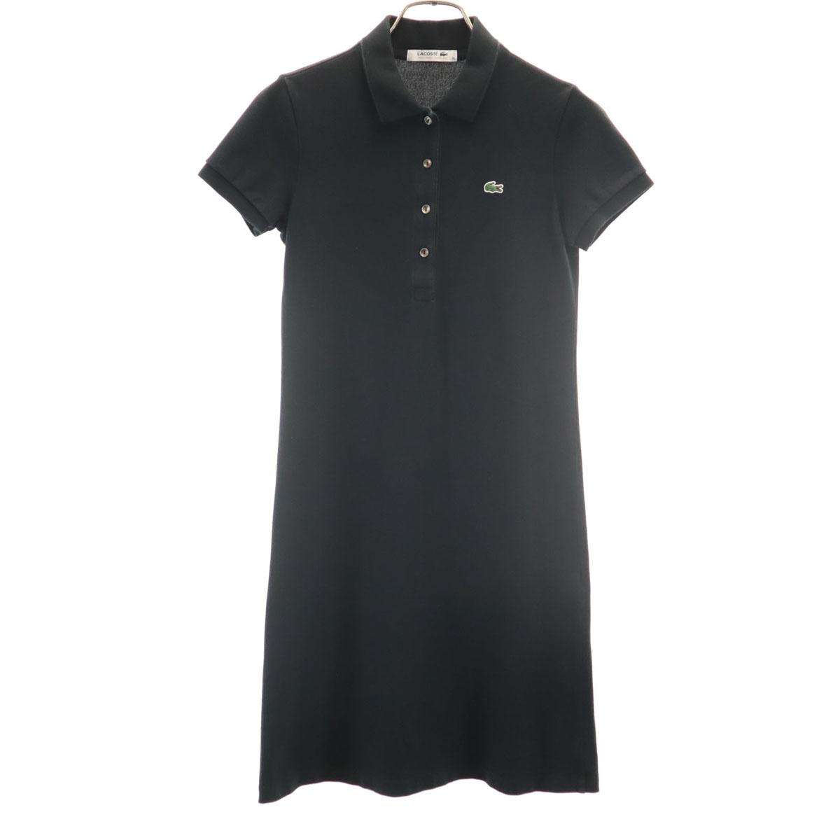 

LACOSTE made in Japan Short sleeve Polo one piece 34 black Kanoko fabric Women Used
