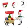 Desktop Ornament Xmas Snowman Pushing The Cart Figurine Cute with Decorative Light for DIY Christmas