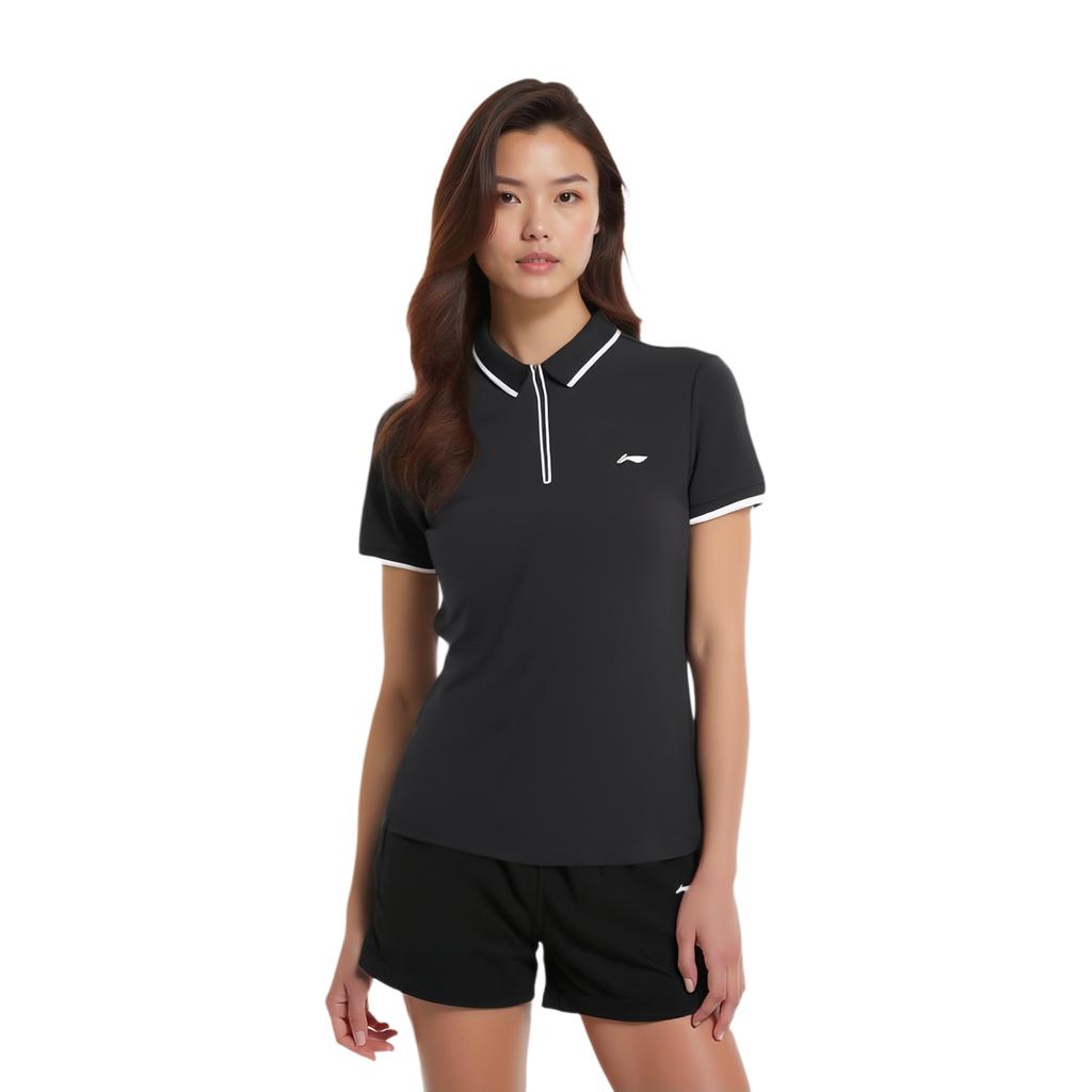 Li Ning Sportlich Lässig Einfacher Pullover Polo Gestreift Bequem Vielseitig Kurzarm T-Shirt Damen T-Shirts APLV296-1