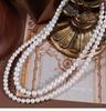 Double-Layer Necklace Natural White Freshwater Pearl Nearly Circular Clavicle Chain S925 Solid Sterling Silver Inlaid Zircon