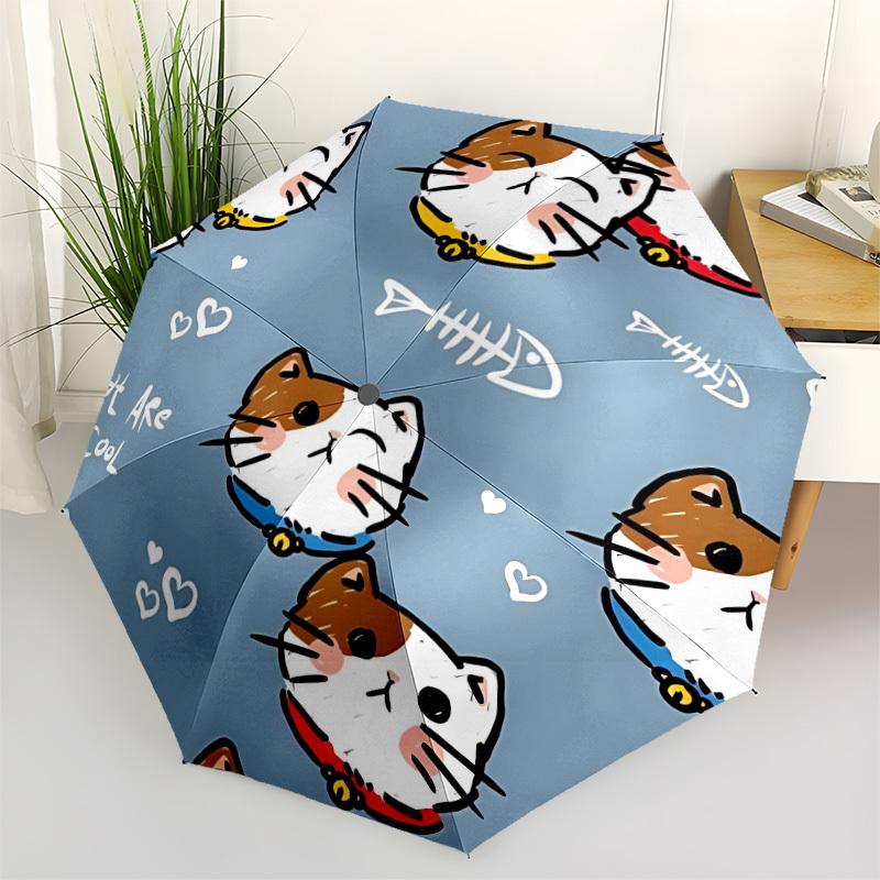 

1pc Cat Pattern Automatic Folding Umbrella, 8-Rib Iron Frame, Casual Outdoor Accessory for Birthday Festival Gifts yy251128142