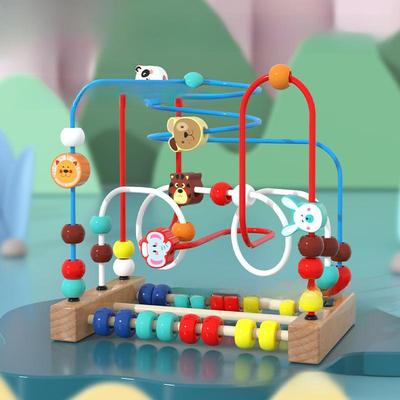 Buchenholz Baby Spielzeug: Holzperlen mit Frucht- und Tierformen zum Halten in der Hand, Dreistufiges pädagogisches Design