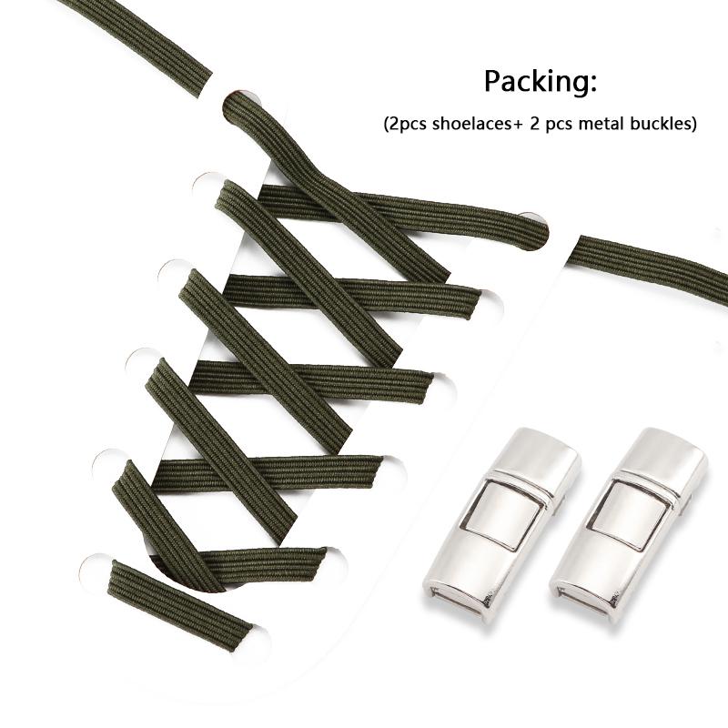 No Tie Shoe Laces For Sneakers Elastic Shoelaces Metal Press Lock Men and Women Lazy Shoes Lace Rubber Band Shoestring 1 Pair