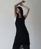 RUBATI Layered Fringe Jersey Dress_Black