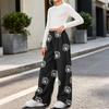 Girls' Flannel Printed Pants, Warm Loose Fit Casual Trousers for Fall and Winter