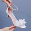 Women Pump Sexy Wedding Prom Sandals Buckle Strap PU 5CM Thin Heel Lace Flower Bridal Wedding Shoes Light Mouth White Women Shoe