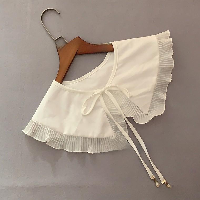 Polyester Silk Womens Ruffled Chiffon Collared Cape For Autumn Winter Fashion Accessories