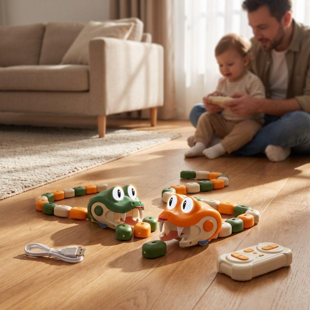 Interactive Remote Control Car Magnetic Magnetic RC Car Vehicle Toy Greedy Snake Car  Kids Gift