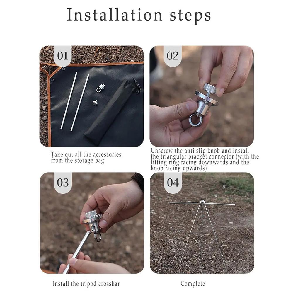 Outdoor Cooking Tripod Portable Aluminum Alloy Combination Burning Rack Camping Picnic Firewood Hanging Pot Rack Grill Tool