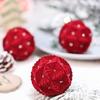 Flocked Christmas Balls Set 12pcs 8cm Hand Painted Ornaments Holiday Decor
