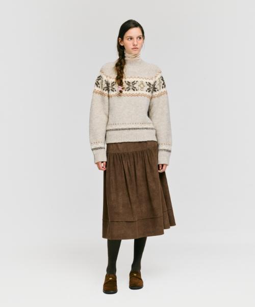 DEPOUND Snowflake Jacquard Knit Pullover [Oatmeal]