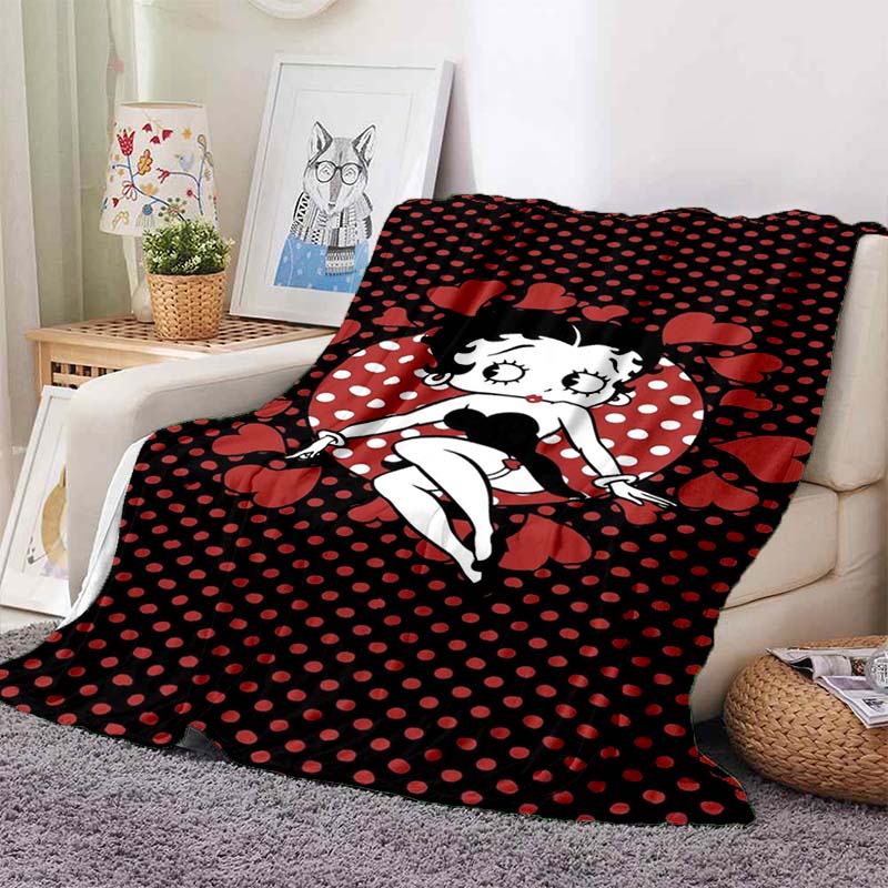 

2026 new model cartoon B-Bettyy-Boopp blanket flannel sofa bed warm plush office comfortable portable gift picnic blanket 75x90cm