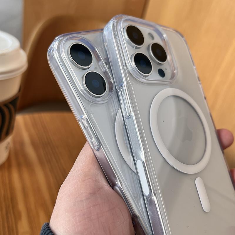 Transparent For Magsafe Magnetic Phone Case For iPhone 16 15 14 13 12 11 Pro Max Plus Clear Hard Backboard Cover