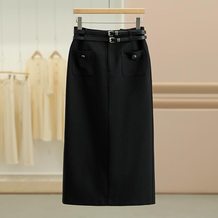 Osthiawen Brand High-Waisted Slimming Midi Skirt for Women - Perfect for Autumn.
