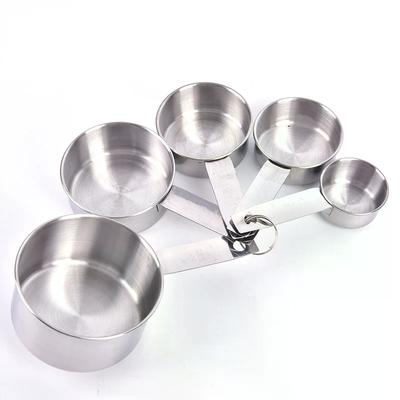 5Pcs Measuring Cups 30ml 60ml 80ml 125ml 250ml Stainless Steel Measuring Spoon Cup Tableware Kitchen Baking Tools