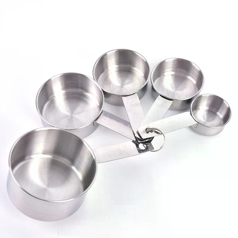 5Pcs Measuring Cups 30ml 60ml 80ml 125ml 250ml Stainless Steel Measuring Spoon Cup Tableware Kitchen Baking Tools