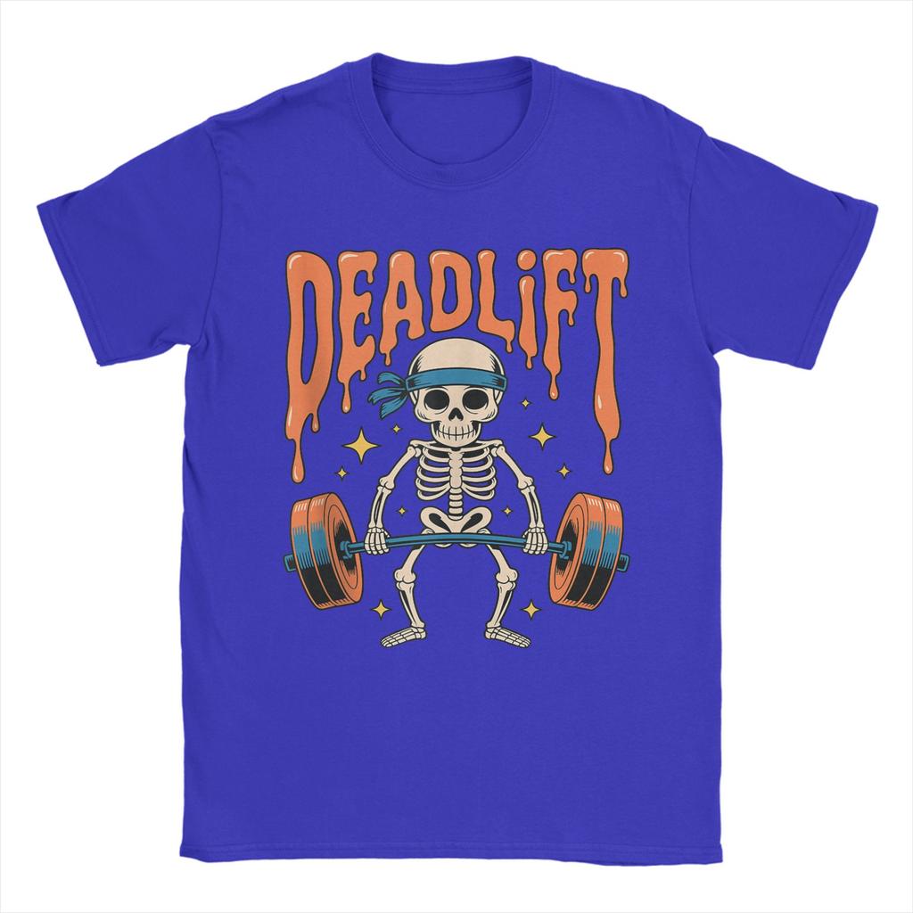 Streetwear T-Shirt Beach Funny Skeleton Deadlift Halloween Gym Workout Trendy T-Shirts Cotton Tshirt Man Y2K Retro Design Tops