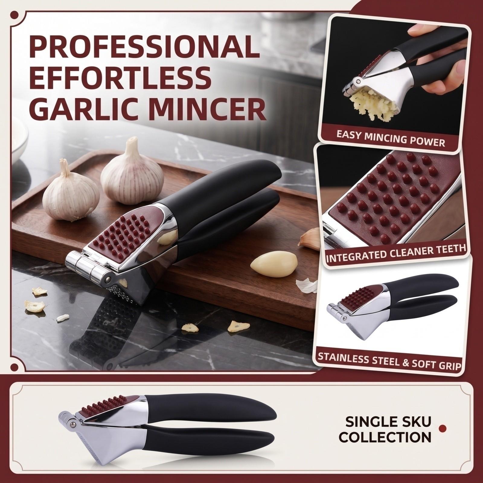 Manual Garlic Press, Garlic Mincer and Crusher for Home Kitchen one size чёрный