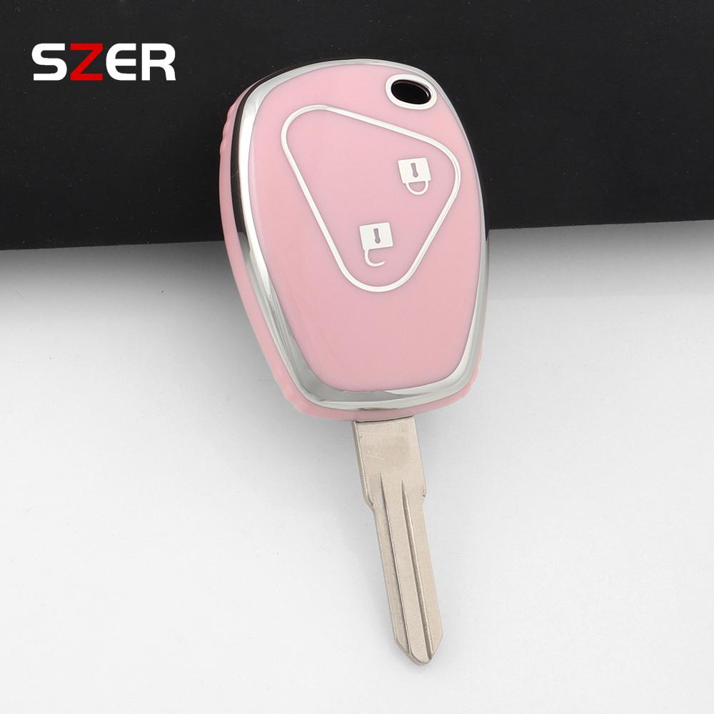 For Renault Trafic Clio Duster Logan Dacia Sandero For Nissan Terrano Almera 2 Button Tpu Car Key Case Cover Protector Keychain