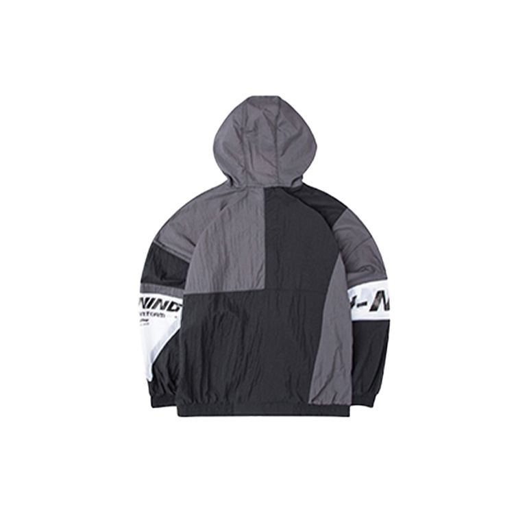 Li Ning Sports Fashion Series Loose Fit Color Block Hooded Long Sleeve Jacket Men Jacket Black AFDQ387-2