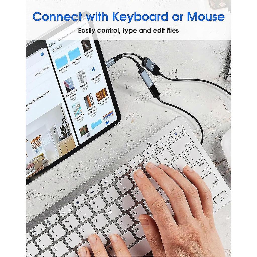 USB C to USB Adapter OTG and Charger Cable, 2 in 1 USB-C Splitter with 60W PD Charging Type C OTG and USB A Female Port Compatible with Chromecast Goo