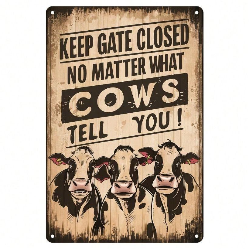 

Metal Cow Sign Farmhouse Wall Decor Funny Barn Poster Vintage Tin Plate for Gate