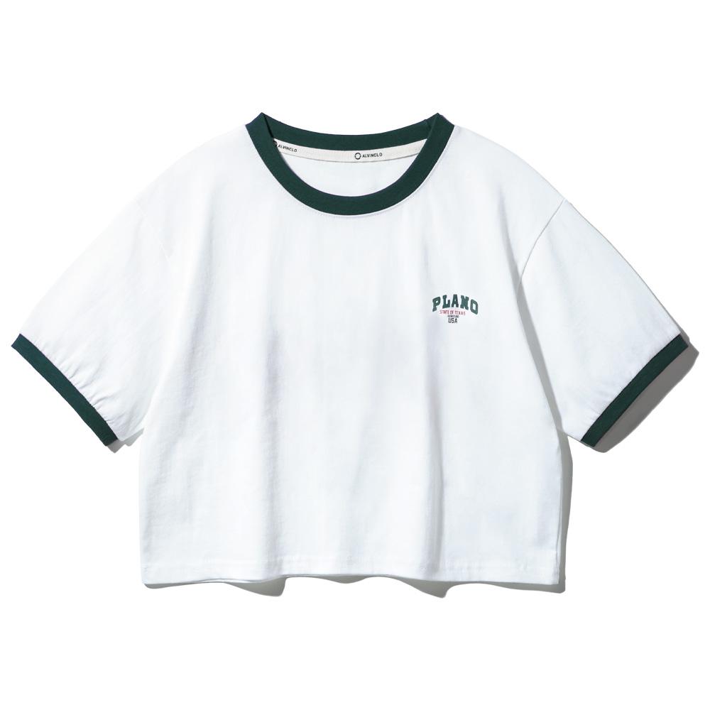 ALVINCLO [Women'S] Plano Color Block Crop Short Sleeve Tee Ast4877 (3 Colors)