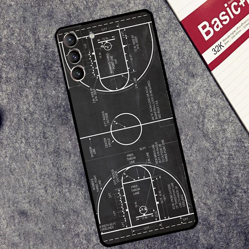 Basketball Court Diagram Case For Samsung Galaxy S25 S26 Ultra S20 S22 S23 S24 Ultra S21 Plus S10 S25 FE Cover Coque