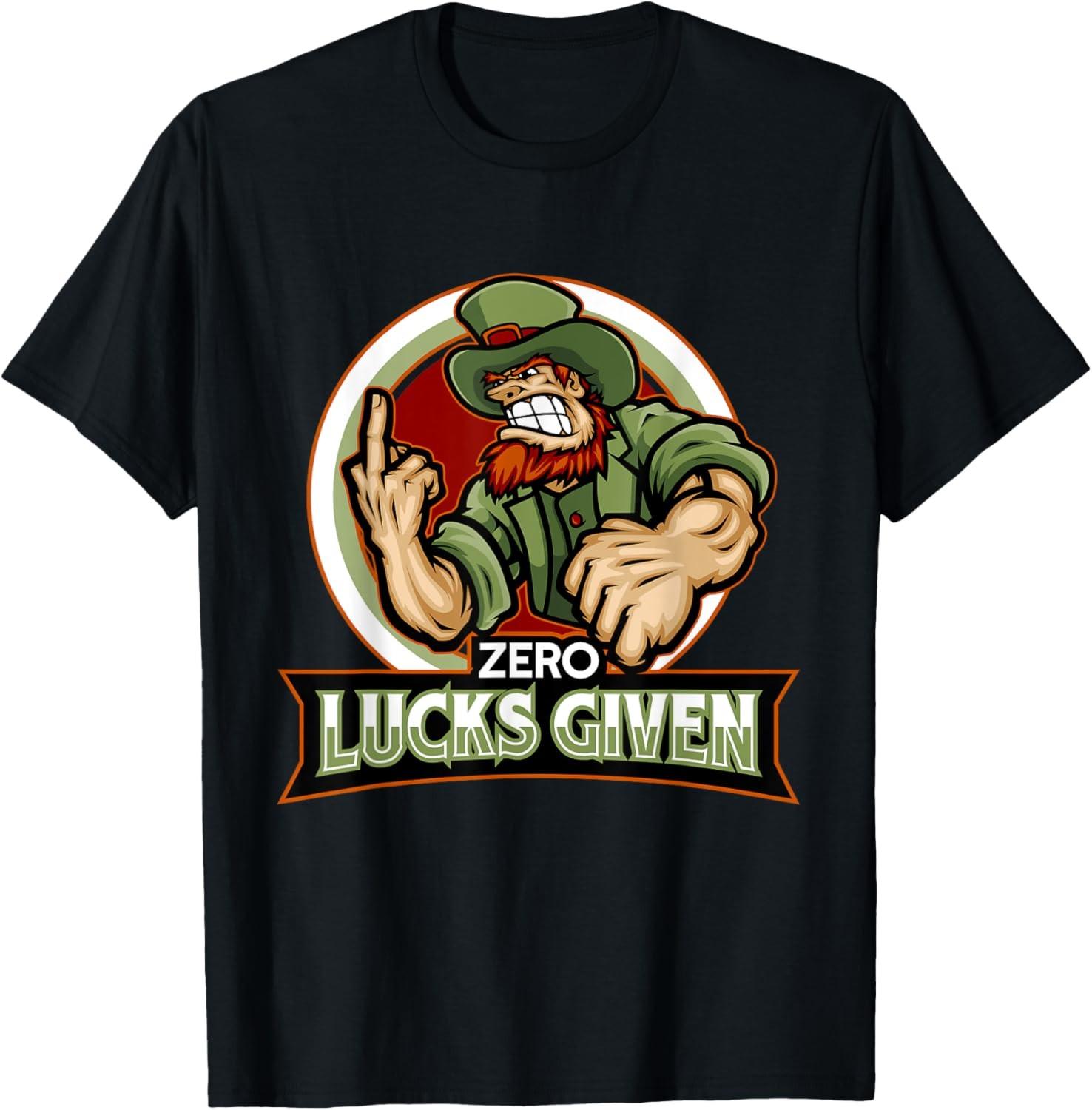 Funny Leprechaun Saint Patricks Day Humor Zero Lucks Given T-Shirt S разноцветный